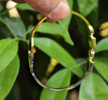 Black Circles Squares Gold Plated Bracelet