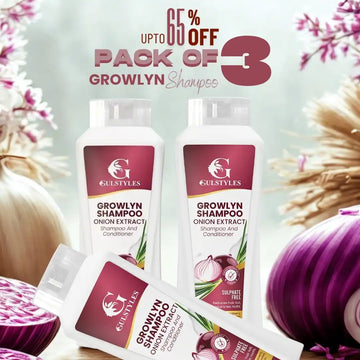 Pack of 3 Growlyn 400 ml Power of Onion Extract Strengthens Hair Roots Reduces Hair Fall, Additional 15% Off