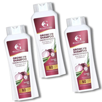 Pack of 3 Growlyn 400 ml Power of Onion Extract Strengthens Hair Roots Reduces Hair Fall, Additional 15% Off