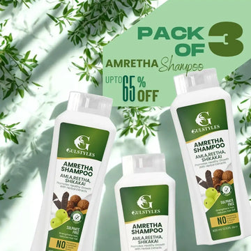 Pack of 3 Amretha 400 ml Amla Reetha Shikakai, Sulphate Free, Silki Strong Hair, Additional 15% Off