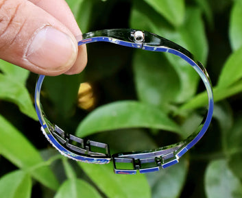 Gold Plated Openable Bracelet hollow squares Wavy zircon line