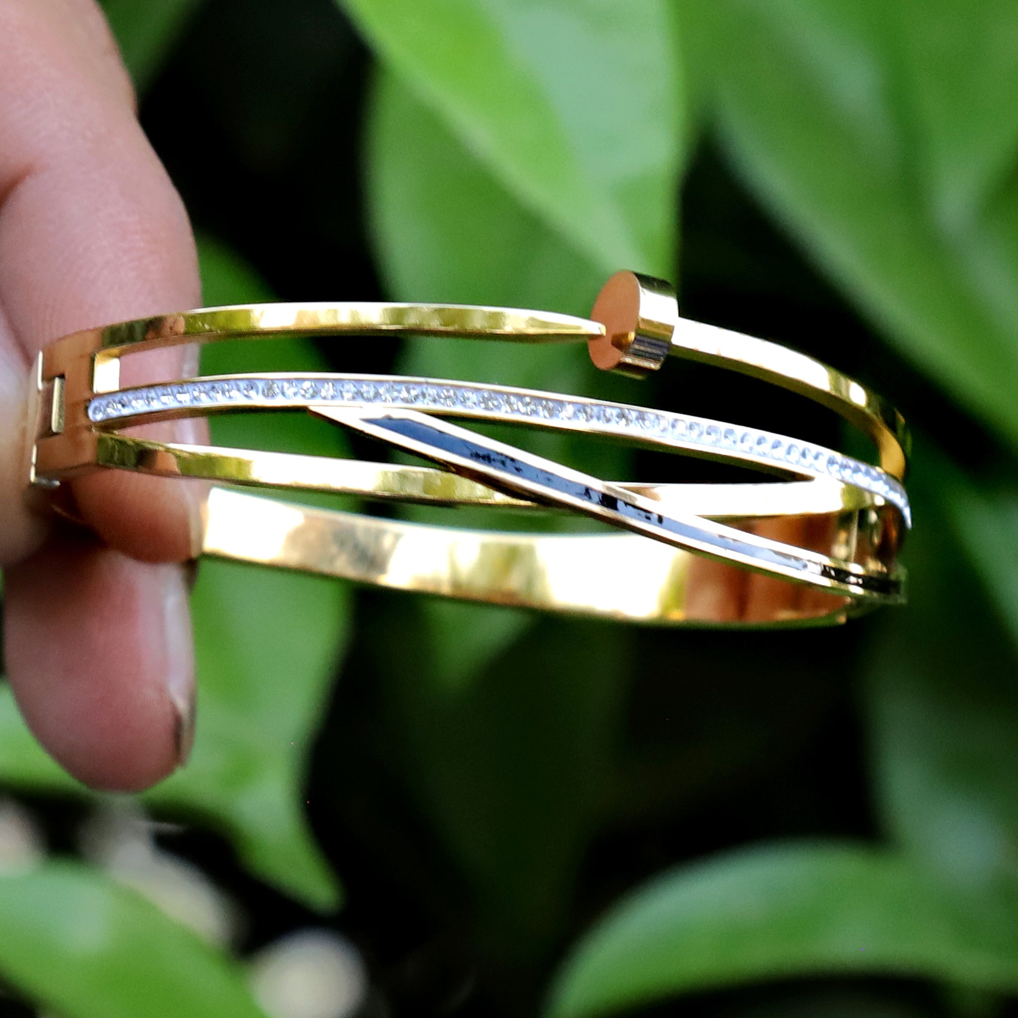 Openable Gold Plated 3 Line Bracelets
