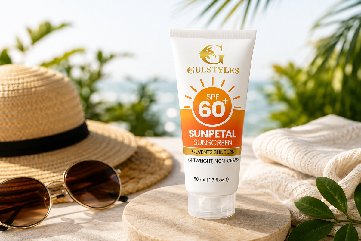Gulstyles SunPetal SPF 60+ lightweight sunscreen for daily sun protection