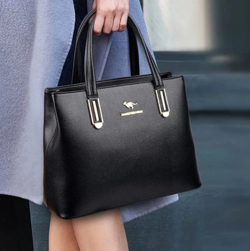 Luxury Black PU Leather Handbag – Elegant Shoulder Tote for Women