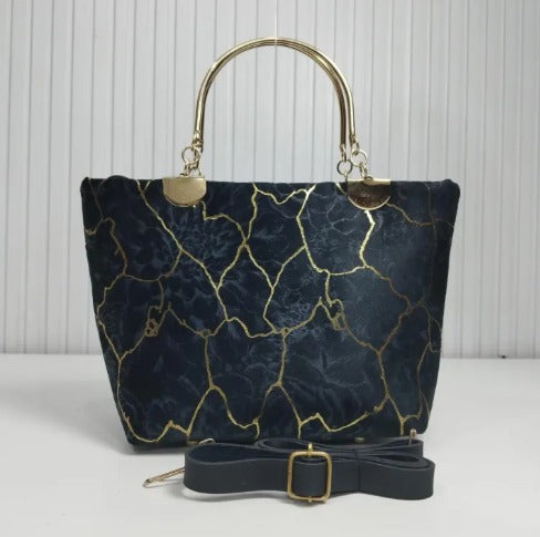 Premium Velvet Top Handle Handbag – Stylish Office & Casual Bag