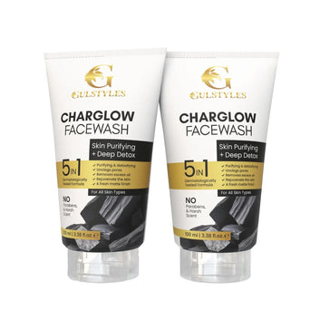 Charglow Charcoal Face Wash, two tubes side by side