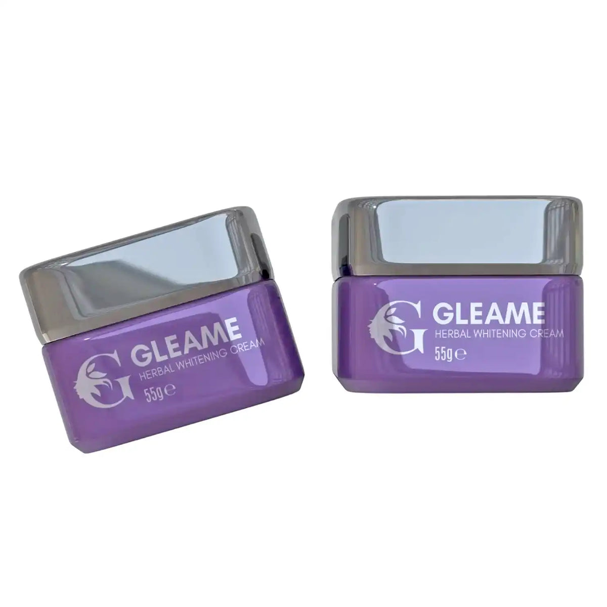 Gleame Herbal Whitening Cream, two jars, one tilted