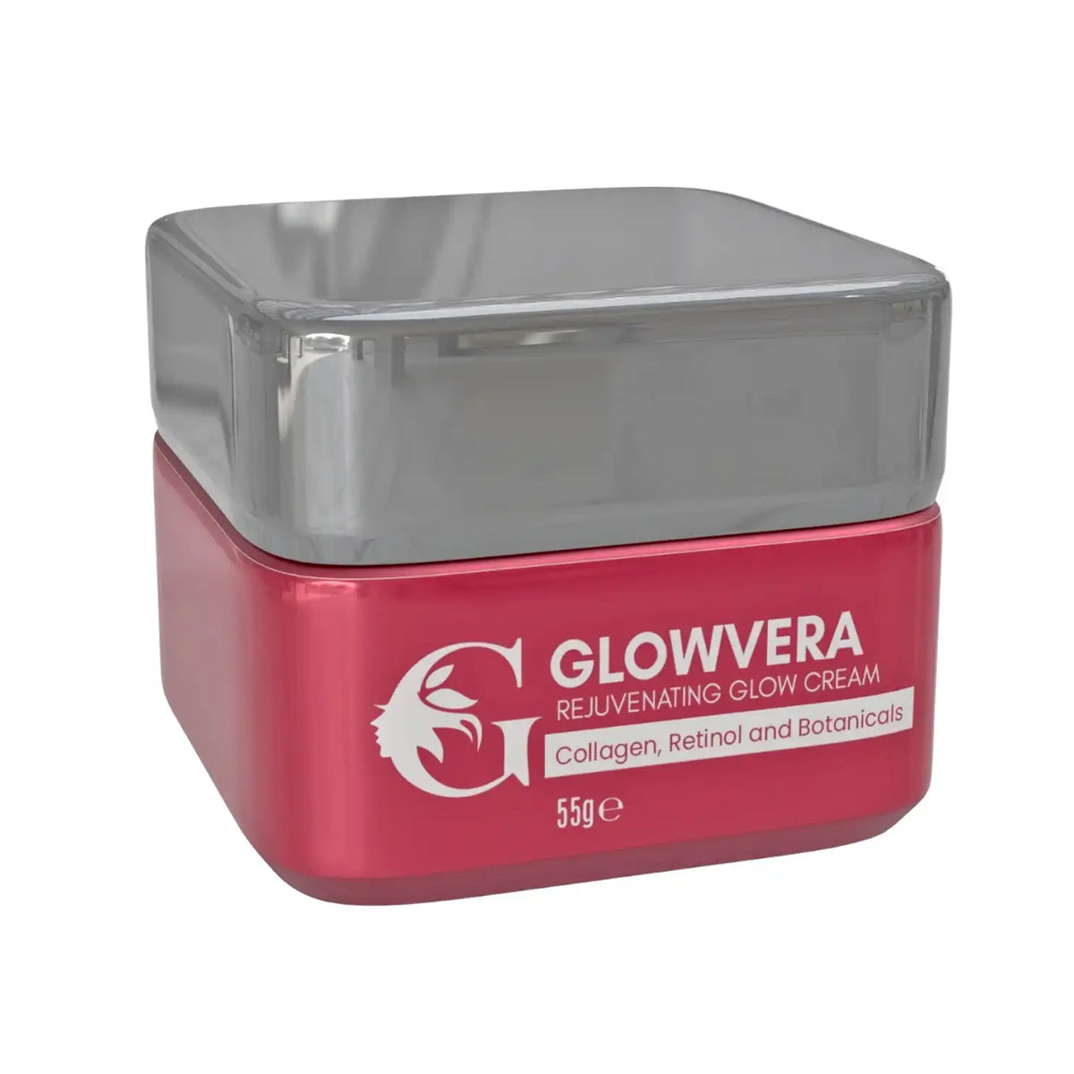 Glowvera Rejuvenating Glow Cream, jar with silver lid, close-up