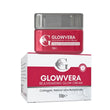 Glowvera Rejuvenating Glow Cream, jar with silver lid resting on its box