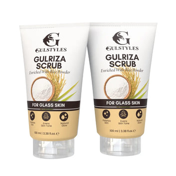 Gulriza Rice Extract Scrub, two tubes side by side