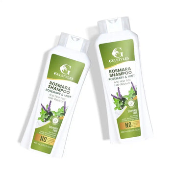 Rosmara Shampoo Pack of 2, two bottles, tilted