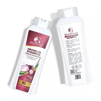Growlyn Shampoo Pack of 3, bottles tilted, front and back labels