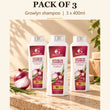 Growlyn Shampoo Pack of 3, banner text "Pack of 3": three bottles, 3 x 400ml