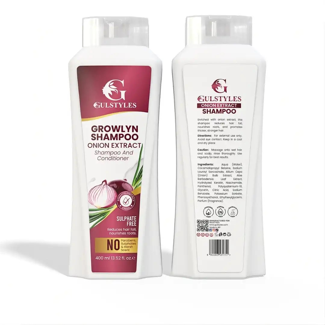 Growlyn Shampoo Pack of 3, bottles showing the front and back labels