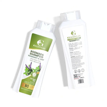 Rosmara Shampoo Pack of 3, bottles tilted, front and back labels