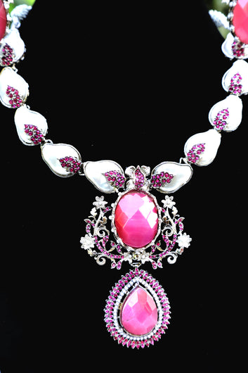 Mother of Pearls with Shocking Pink set Ear Rings
