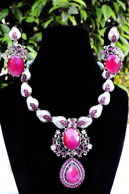 Mother of Pearls with Shocking Pink set Ear Rings