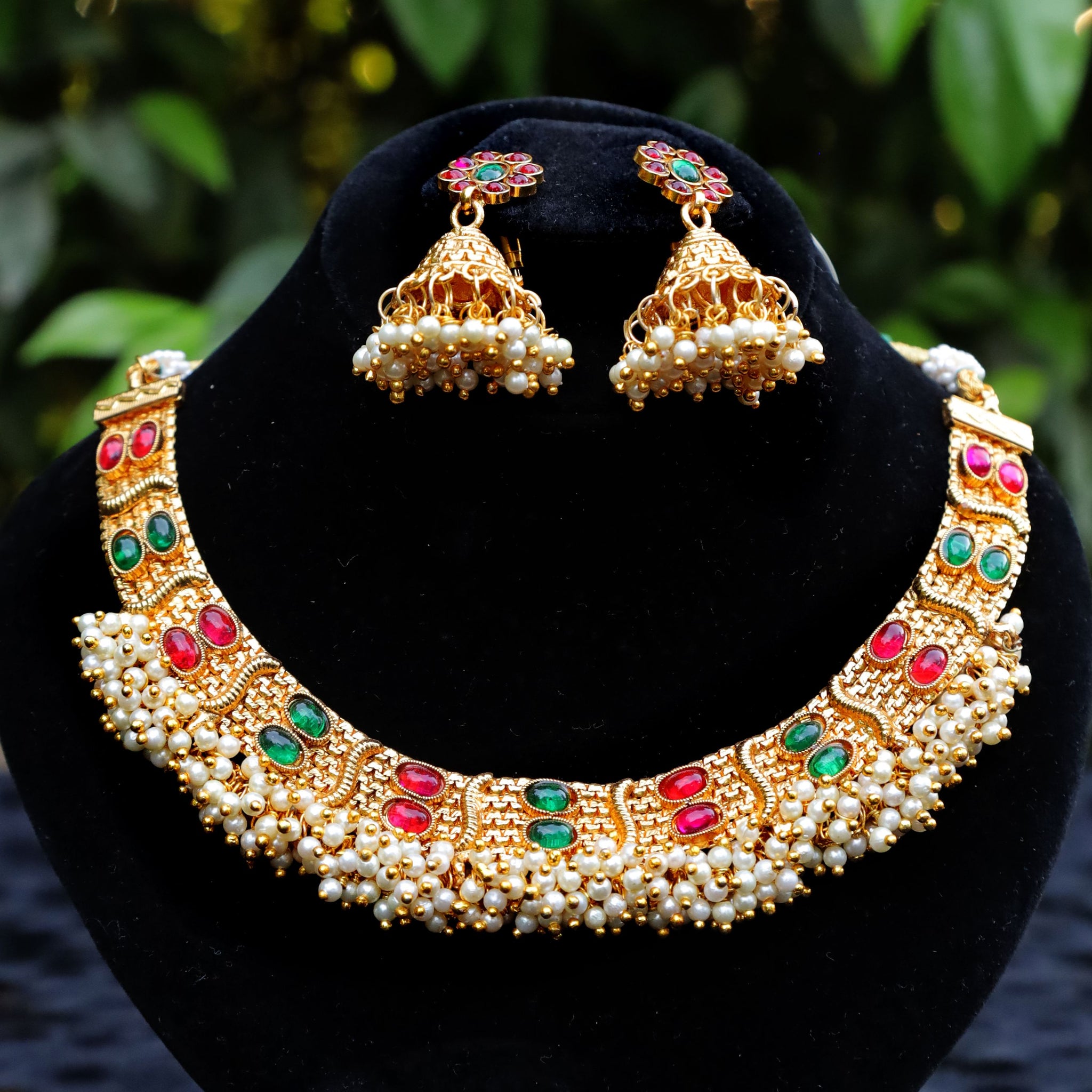 Red and Green Rajwari set