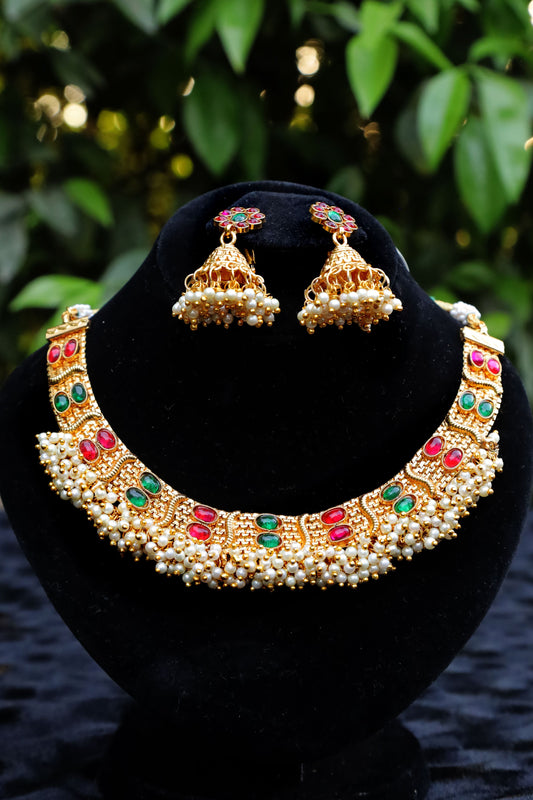 Red and Green Rajwari set